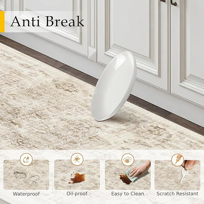 Anti Fatigue Kitchen Mats 2PCS Beige Neutral Mats - Image 4