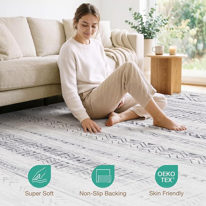 cotiled 10x12 Area Rugs Living Room Rug: Washable Boho Rugs - Image 5