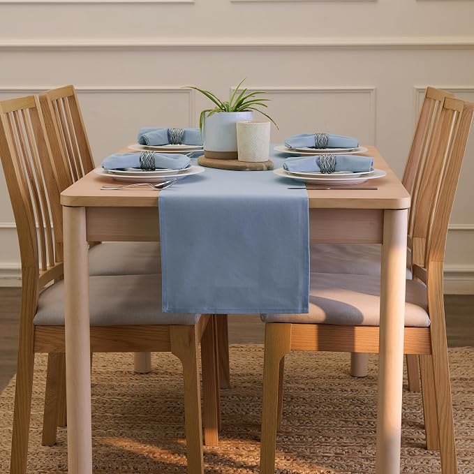 Encasa XO Table Runner, Cotton Canvas Dining Runner 13"x72" | B Grey, 180 GSM - Image 4