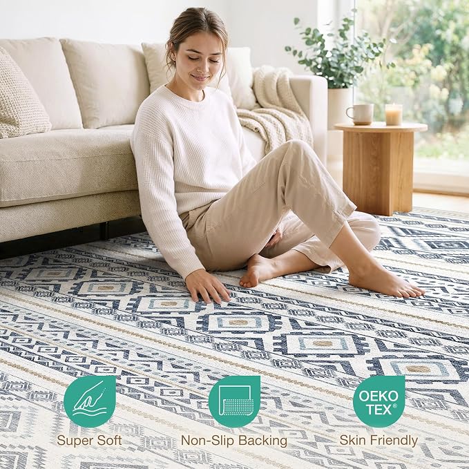 cotiled 5x7 Area Rugs Living Room Rug: Washable Boho Rugs - Image 3