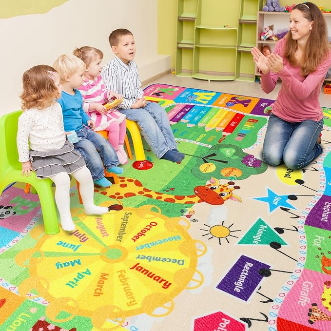 7x10 Playroom Rugs for Kids Washable, Educational and Fun Playmat - Image 2