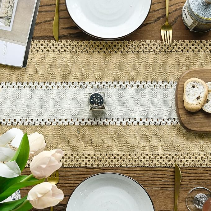 Artoid Mode Burlap Brown Farmhouse Woven Table Runner 12x60 Inch | Seasonal - Image 3