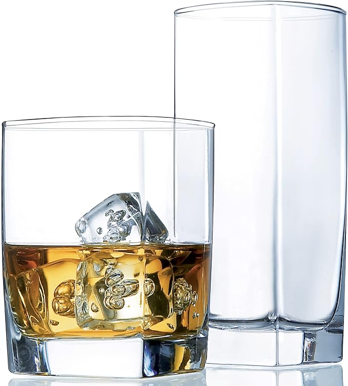 Le'raze Collins Everyday Drinking Glasses Set of 16 Drinkware Kitchen Glasses by LERAZE