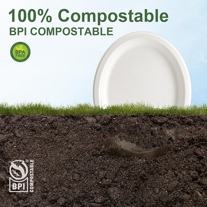 WELLIFE 100% Compostable Oval Paper Plates 12 Inch - Image 5