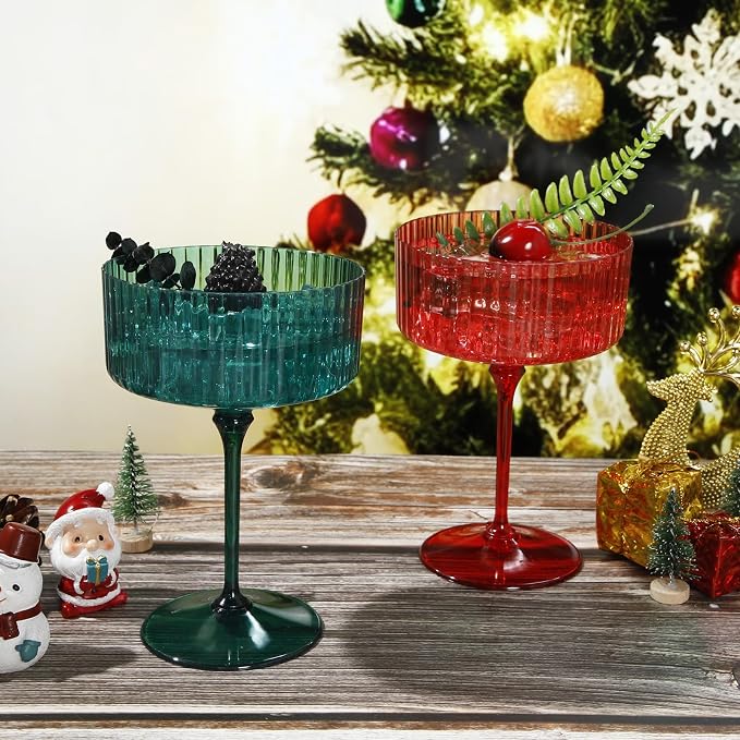 Jingmore 48 Pcs Ribbed Martini Glasses 10 oz Disposable Plastic Vintage Ribbed - Image 5