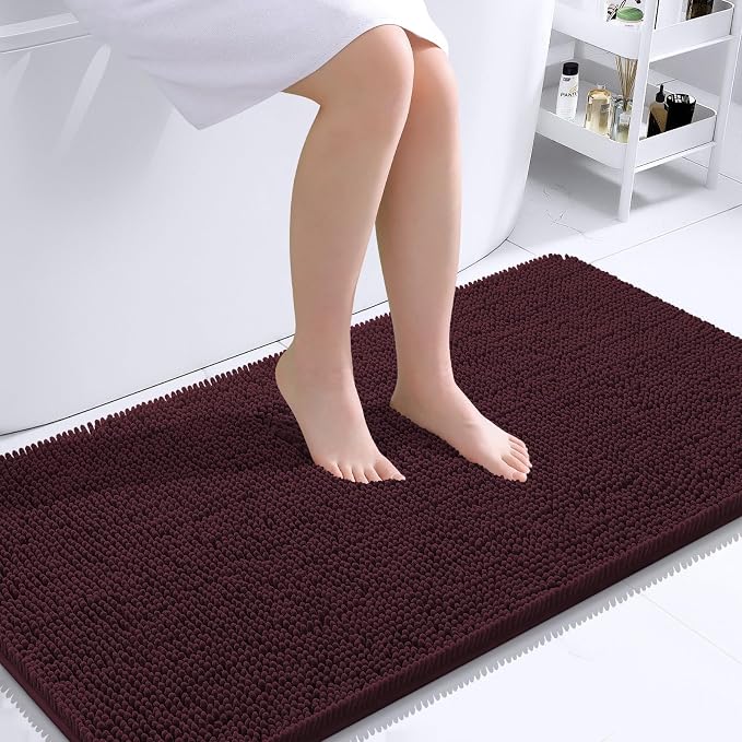 OLANLY Bathroom Runner Rugs 44x24, Soft Absorbent Chenille Bath Rugs, Rubber by OLANLY