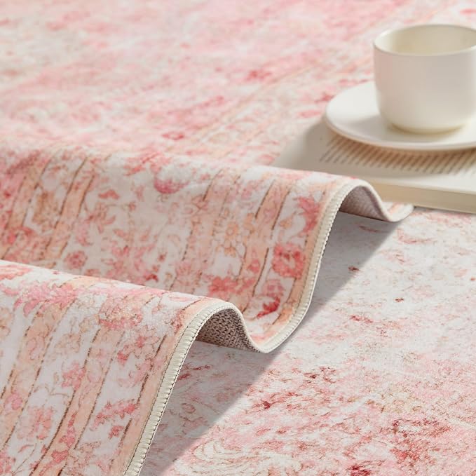 Latte&Fog Pink 2x10 Kitchen Runner Rug Non Slip, Washable Long Runner Rugs - Image 7