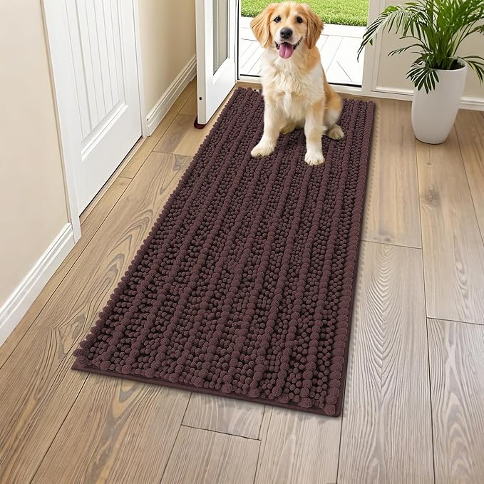Smiry Dog Door Mat for Muddy Paws 47x17, Absorbent Dirt Trapper, Non-Slip by Smiry