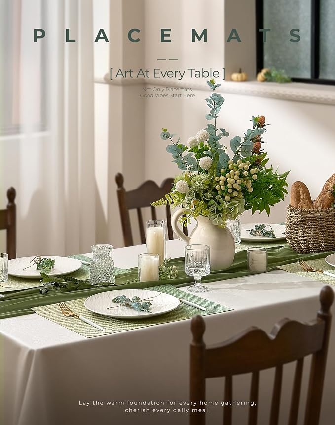 Leetaltree Gradient Green Woven Placemats Set of 12 - Image 2