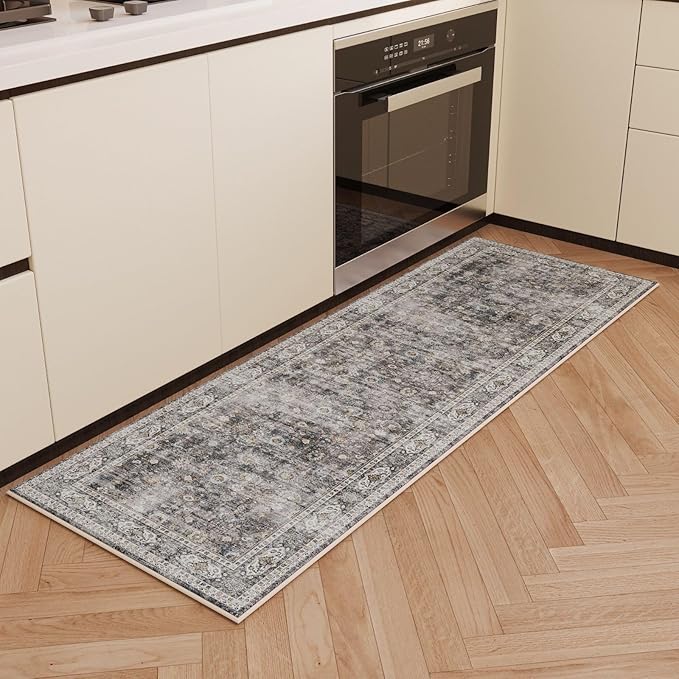 Rugcomf 2x5 Rug Runner -Vintage Machine Washable Kitchen Rug, Non-Slip Low Pile - Image 4