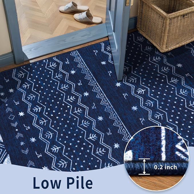SERISSA Hallway Runner Rug, Soft Low-Pile Geometric Indoor Long Carpet - Image 7