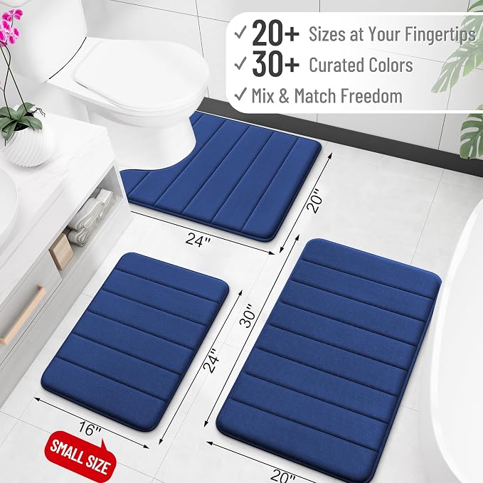 OLANLY Memory Foam Bath Mat 24x16, Super Soft Absorbent Bathroom Rugs, Quick Dry - Image 2
