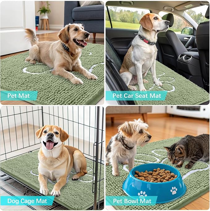 OLANLY Dog Door Mat for Muddy Paws 47x32, Paw Print Design, Absorbs Moisture - Image 7