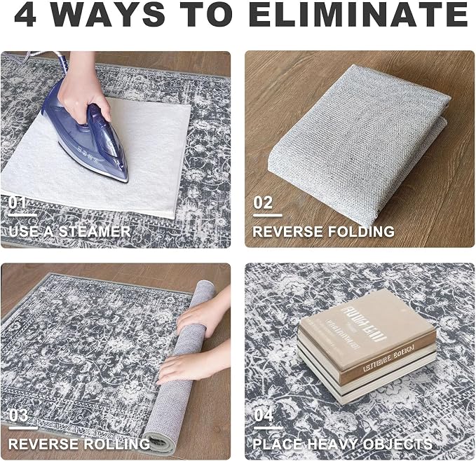 KILOCOCO Runner for Hallway 2.6x14 Runner Rug Printed Vintage Floral Washable - Image 5