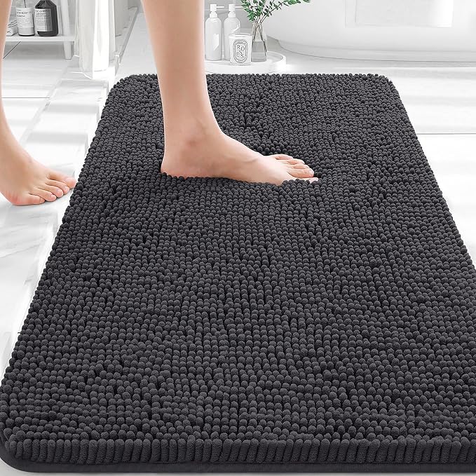 OLANLY Bathroom Rugs 32x20, Extra Soft Absorbent Chenille Bath Rugs, Rubber by OLANLY