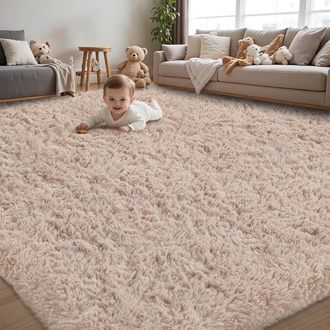 6x9 Area Rug for Living Room:Ultra Soft Fluffy Shag Beige Rugs, Large Fuzzy by Unknown