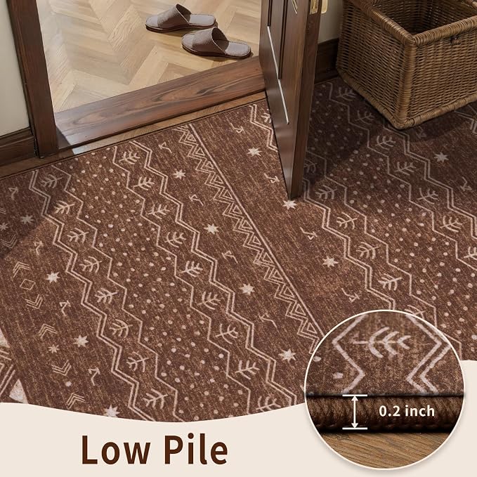 SERISSA Hallway Runner Rug, Soft Low-Pile Geometric Indoor Long Carpet - Image 7