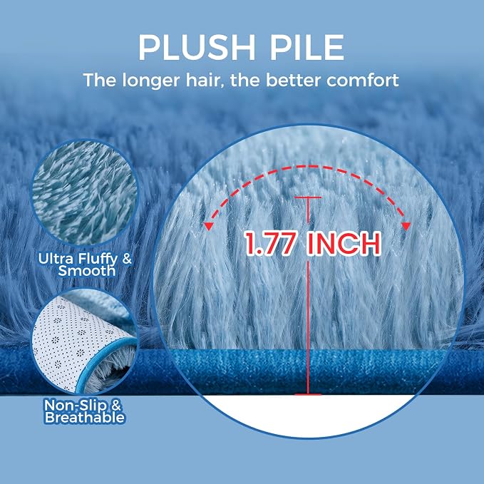 Ultra Soft Rug for Living Room, 4X6 Fluffy Shag Area Rug for Bedroom, Modern - Image 3