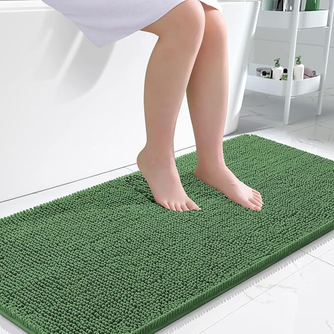 OLANLY Bathroom Runner Rugs 47x24, Soft Absorbent Chenille Bath Rugs, Rubber by OLANLY