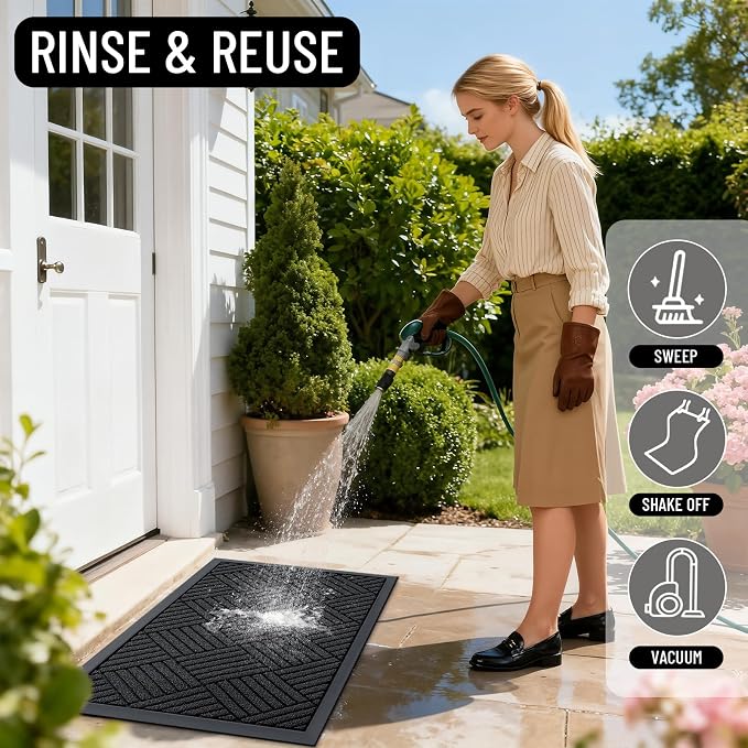 OLANLY Front Door Mat Outside Entrance 35x23, Heavy Duty Sturdy Natural Rubber - Image 7