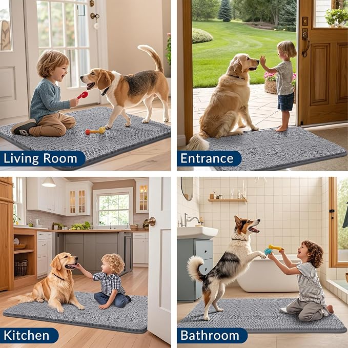 Smiry Dog Door Mat for Muddy Paws 47x20, Absorbent Dirt Trapper, Non-Slip - Image 7