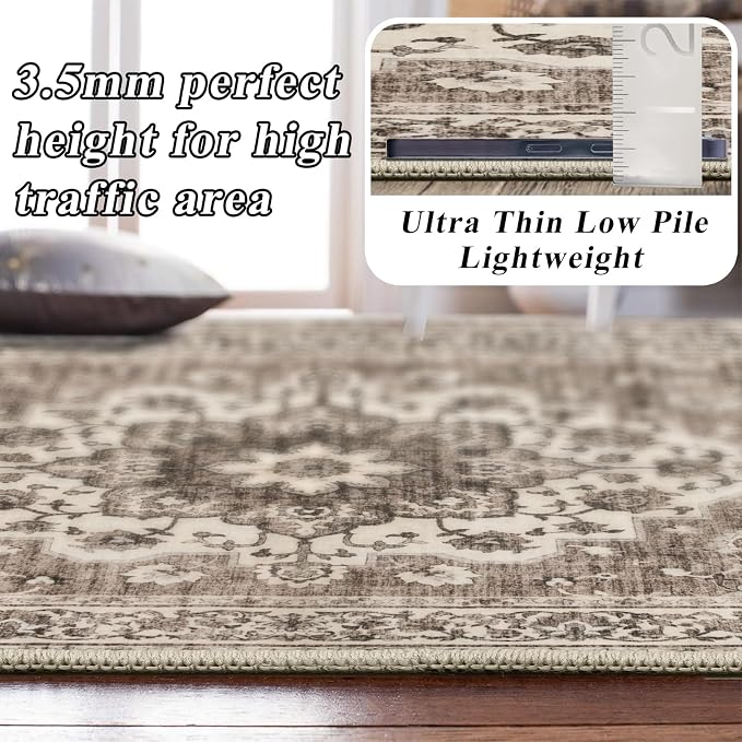 TOPRUUG Washable Oriental Area Rug - 5ft Round Rugs - Image 2