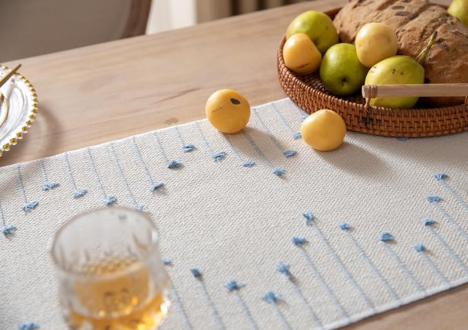 Boho Table Runner 13 x 72 Inch Long Natural Cotton Woven Runner - Image 4
