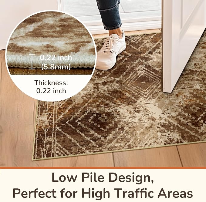 BESTSWEETIE Area Rug 4x6 Rug Machine Washable Non-Slip Low Pile Print Pattern - Image 4