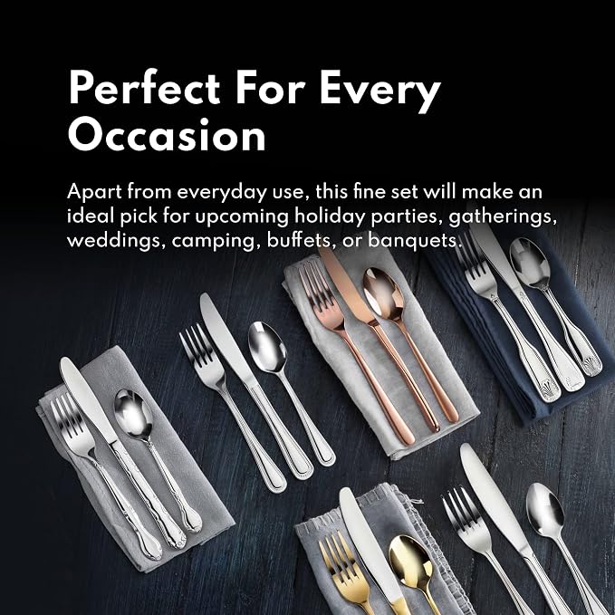 New Star Foodservice Rose Pattern 18/0 Stainless Steel Flatware Set, 60-Piece - Image 6