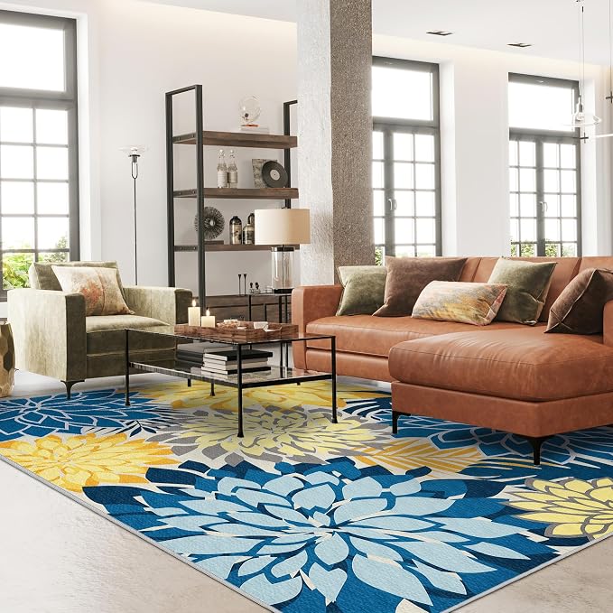 Colorful 6x9 Outdoor Area Rug Washable Multicolored Patio Rug Tropical - Image 2
