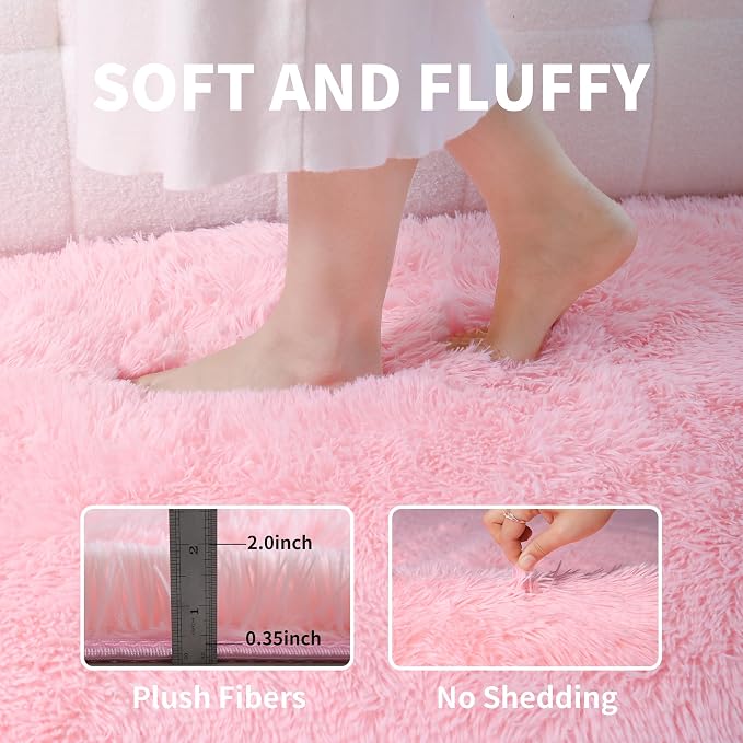 Pink Fluffy 9x12 Large Area Rugs - Image 3