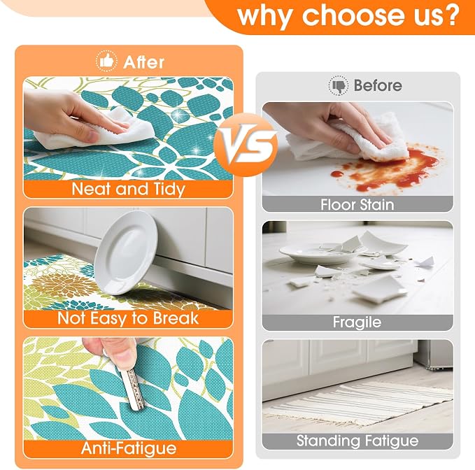 StepLively Kitchen Mats for Floor 2PCS, Anti Fatigue Mats for Kitchen Floor - Image 6