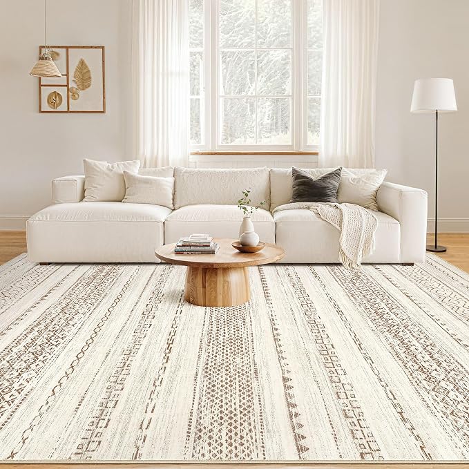Nakagishi 10x12 Area Rug Living Room: Washable Boho Large Neutral Modern Soft - Image 4