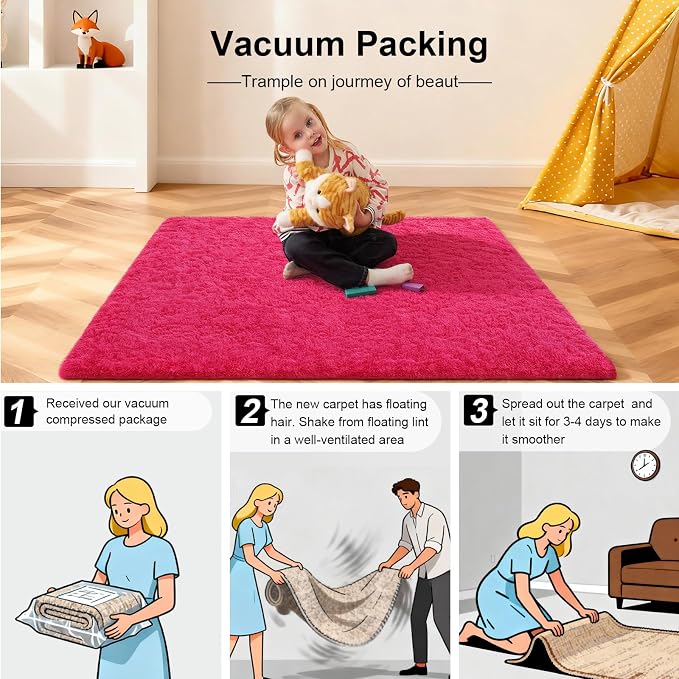 3x5 Rugs for Bedroom, Fluffy Area Rugs for Living Room, Small Fuzzy Shag Soft - Image 5