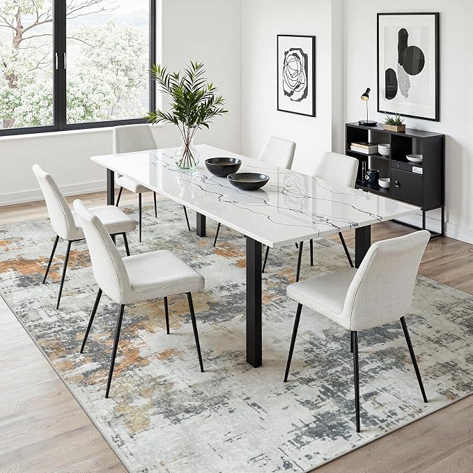 5x8 Area Rugs for Living Room Washable: Abstract Soft Thin Low Pile Grey Rug - Image 5