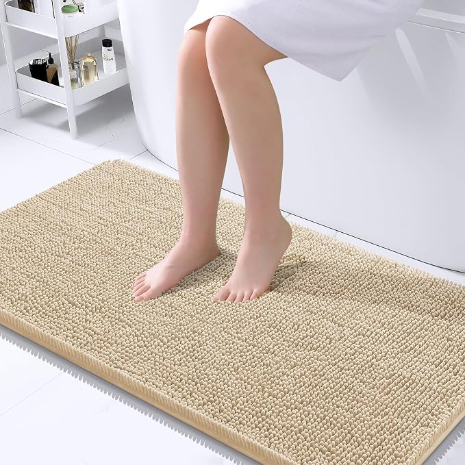 OLANLY Large Bathroom Rugs 40x24, Extra Soft Absorbent Chenille Bath Rugs by OLANLY