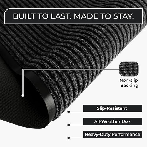 4 Pack Charcoal Commercial Door Mat 3'x6' Heavy Duty Industrial Floor Mat - Image 2