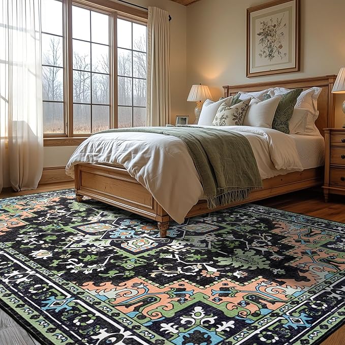 5x7 Area Rugs, Vintage Washable Area Rug - Image 3