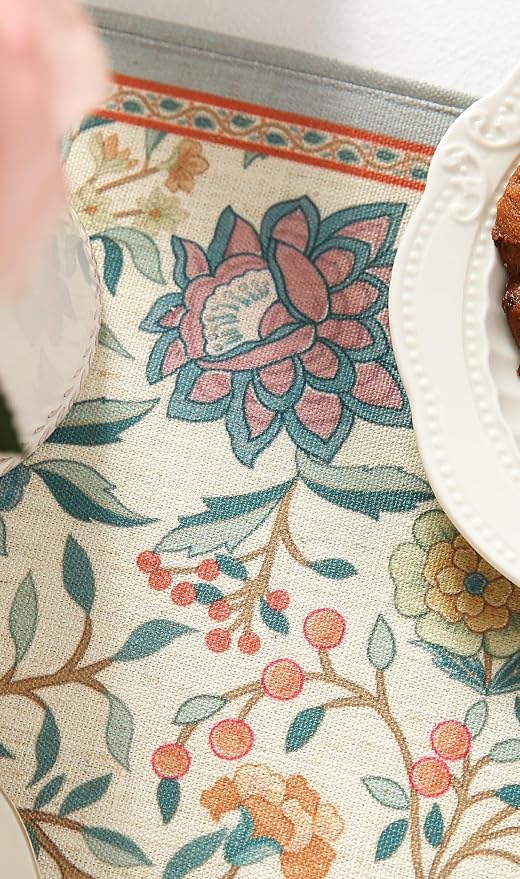bilin gaier Designer Linen Long Table Runner, Colorful Floral Pattern, Dining - Image 9