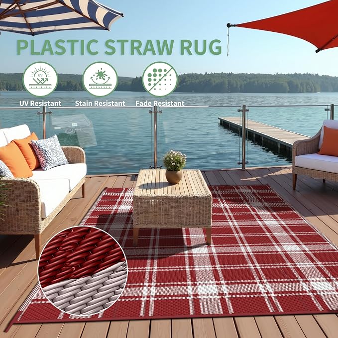 GENIMO Waterproof Outdoor Rug for Patio Clearance, Lightweight RV Camping Mat - Image 4