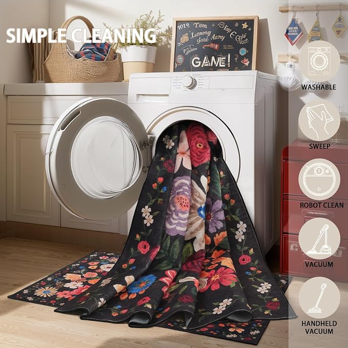 Runner Rug for Hallways 3x7 Espresso, Non Slip Washable Kitchen Rug - Image 2
