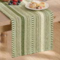Artoid Mode Army Green Farmhouse Stripe Braided Table Runner 12x36 Inch | by ArtoidMode