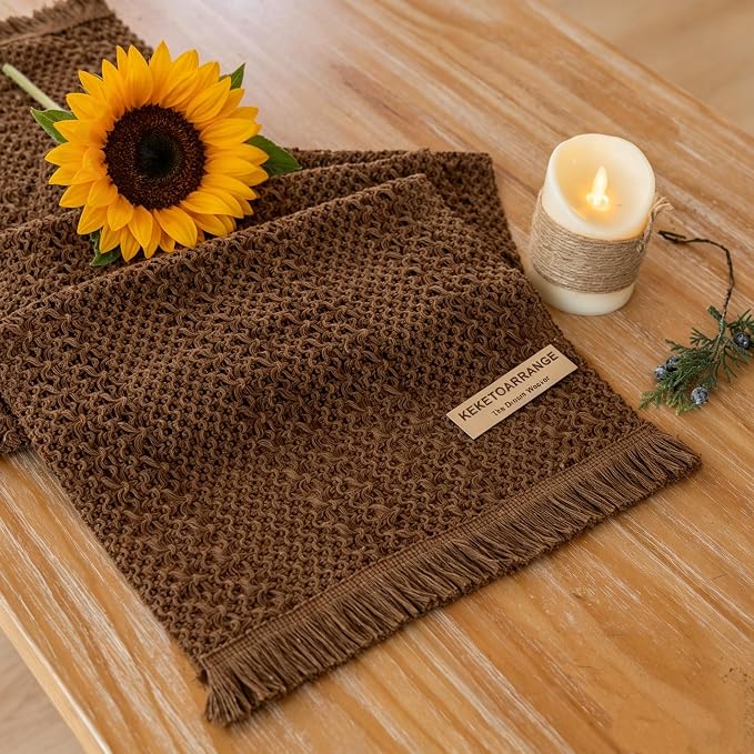 Fall Thanksgiving Boho Macrame Brown Table Runner 13x48 Inch | Woven Burlap by KEKETOARRANGE