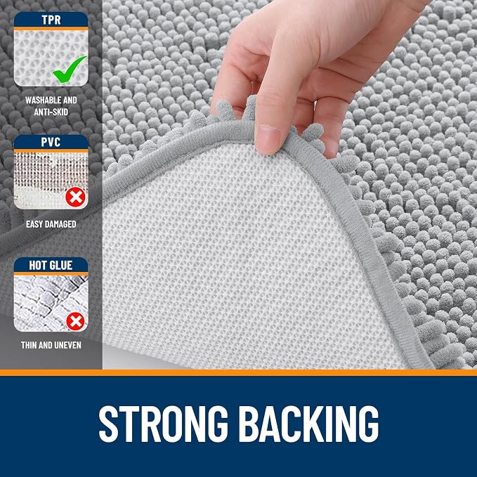 OLANLY Bathroom Rugs 36x24, Extra Soft Absorbent Chenille Bath Rugs, Rubber - Image 6