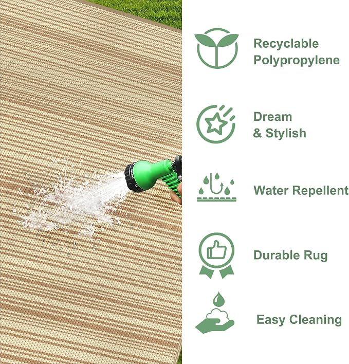 GENIMO Outdoor Rug for Patio Clearance, Lightweight Waterproof RV Camping Mat - Image 5