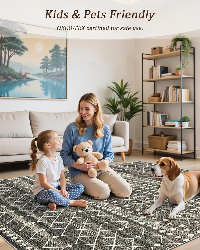 Miukiki 8x10 Area Rug for Living Room Moroccan Washable Rugs Non Slip Indoor - Image 7