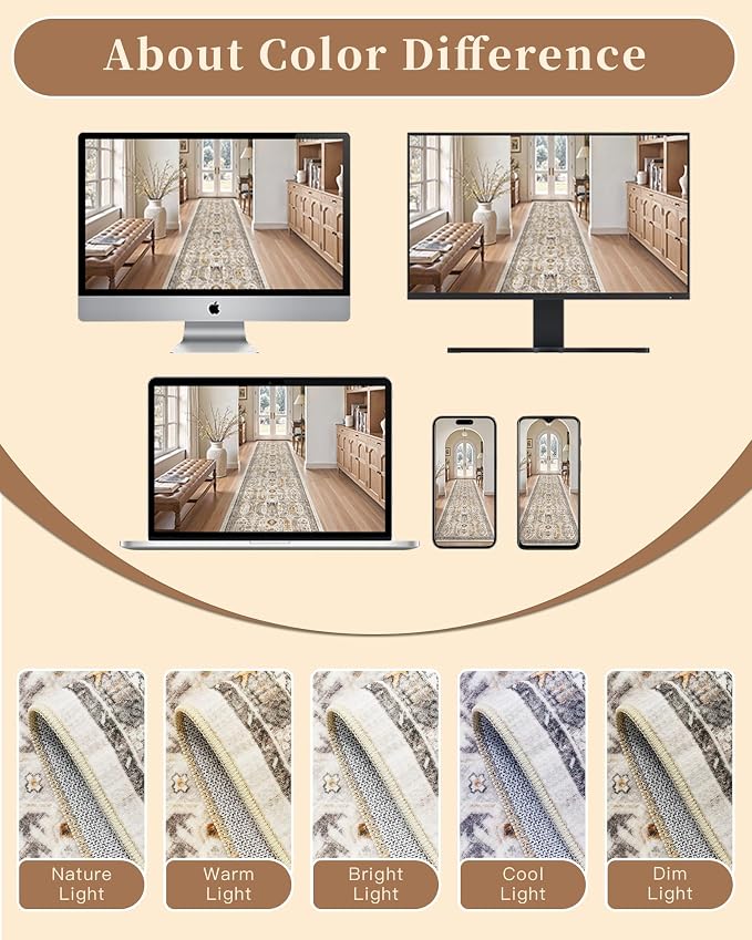 Madane Hallway Runner Rug 2'6''x10' Kitchen Runner, Non Slip Vintage Runners - Image 9