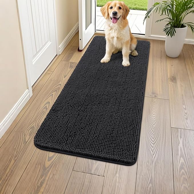 Smiry Dog Door Mat for Muddy Paws 47x24, Absorbent Dirt Trapper, Non-Slip by Smiry