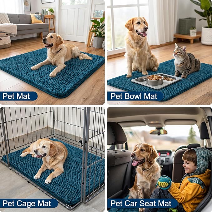 Smiry Dog Door Mat for Muddy Paws 71x46, Absorbent Dirt Trapper, Non-Slip - Image 6