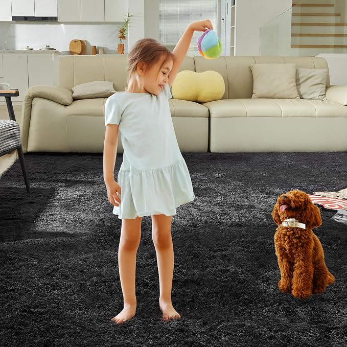 Ultra Soft Rug for Living Room, 8X10 Fluffy Shag Area Rug for Bedroom, Modern - Image 5